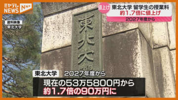 東北大、外国人留学生の授業料を「約１．７倍」に値上げへ ２０２７年度から