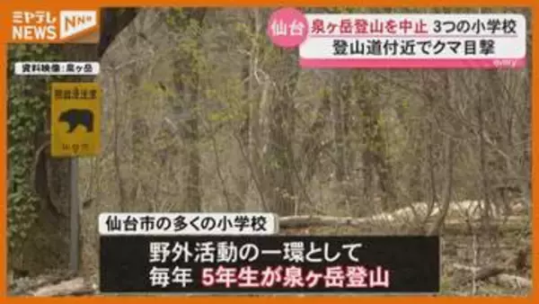 【登山を中止】登山道付近でクマ目撃、泉ヶ岳登山を予定していた仙台市内3つの小学校