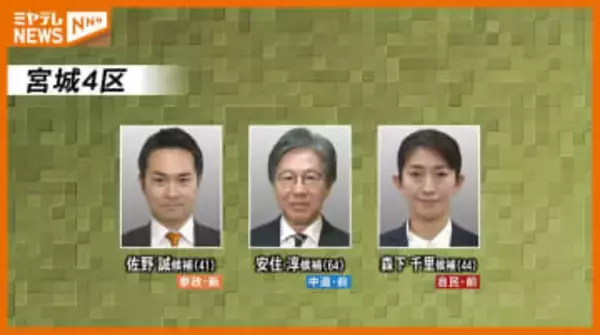 【立候補者一覧】衆院選・宮城4区 プロフィール紹介（石巻市・塩竈市・多賀城市・東松島市富谷市・宮城郡・黒川郡・牡鹿郡）