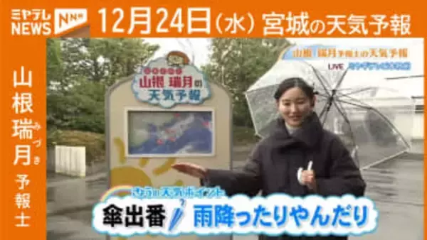 “傘の出番 雨降ったりやんだり” 24日(水)宮城の天気