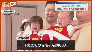 先に泣いたら勝ち　赤ちゃん「泣き相撲」　健やかな成長願う＜宮城・岩沼市＞