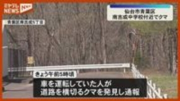 【クマ目撃】仙台市の南吉成中学校近くで1頭、近くに小学校や保育所も…警察が警戒
