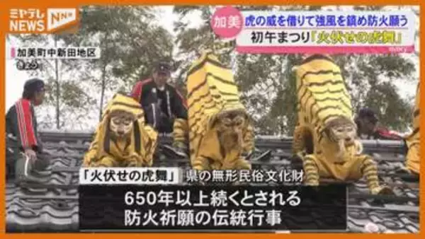 “屋根の上”で虎が舞う…強風鎮め 防火願う『火伏せの虎舞』(宮城・加美町)