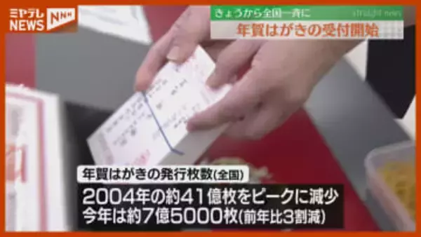 「1枚1枚手書きの部分を添えながら…」年賀はがきの受付始まる（仙台中央郵便局）