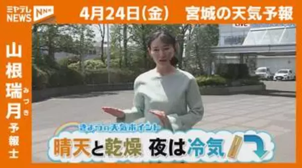 “晴天と乾燥 夜は冷気” 24日(金)宮城の天気