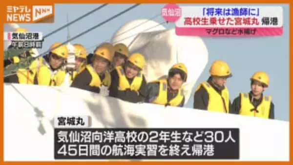 「漁師になろうと思う」高校生を乗せた海洋実習船、気仙沼港に帰港…マグロなど水揚げ（宮城）