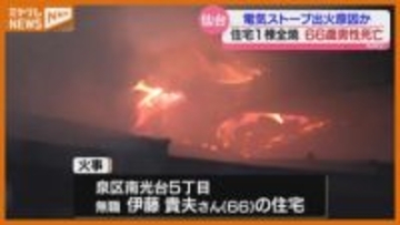 【続報】『電気ストーブ』が出火原因の可能性…住宅全焼し1人暮らしの住人（66）遺体で見つかる（仙台市）