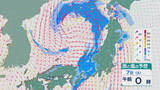 「日本海を低気圧が進み6日(金)から7日(土)は西から天気が崩れ雨に 北陸では北よりの風も影響し「冷える週末」に 雨と風シミュレーション」の画像1