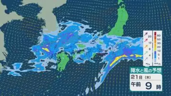 週の中盤は西から雨雲が到来 九州から関東は“梅雨のリハーサル”状態のような天気に 雨と風シミュレーション