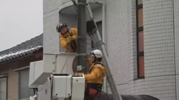 強風で高さ7メートルの電柱倒壊の危険 金沢市の住宅街