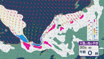 【大雪情報】「JPCZ」による雪雲は西日本日本海側や北陸に 29日(木)夜から30日(金)朝にかけて石川県や福井県で雪の降り方強まる 平地でも大雪に注意・警戒を 雪と風シミュレーション