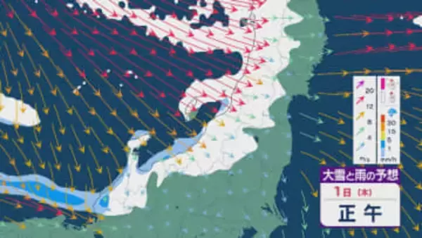 冬型の気圧配置で大みそかや正月は日本海側で雪が降りやすく大雪のところも その後の“仕事始め”のタイミングでさらに大雪や大荒れのおそれ 雪・雨と風シミュレーション