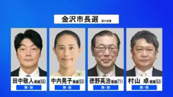金沢市長選挙が1日に告示し4人が立候補 「金沢の道しるべ」をめぐり舌戦 投開票は石川県知事選挙と同日の8日