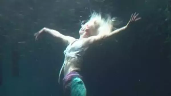 幻想的な水の世界でシルク・ドゥ・ソレイユのパフォーマーが「マーメイドショー」