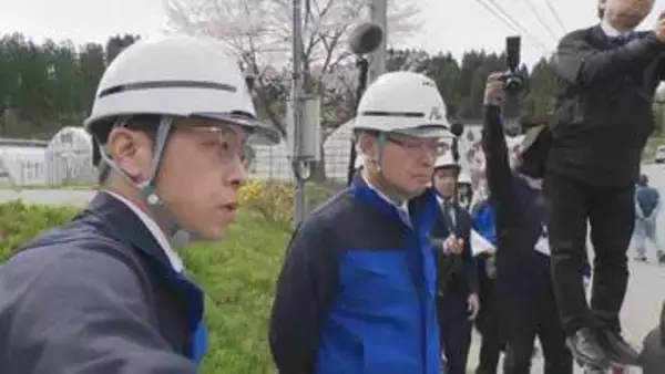道路陥没現場を山野石川県知事が視察 復旧の見通し立たず 同様の道路ないか調査へ