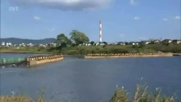 延岡の秋の風物詩・鮎やなが完成