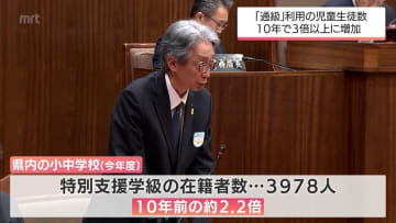 宮崎県内の小中学校　特別支援学級に在籍の児童生徒数は10年前の2.2倍　「通級」利用は3.1倍に