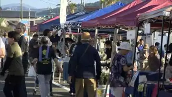 日南市南郷町の目井津港で「なんごう日の出市」　お盆恒例の朝市が帰省客などでにぎわう