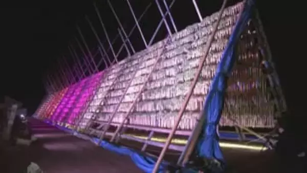 宮崎平野の冬の風物詩　大根やぐらライトアップ始まる