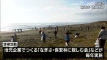 アカウミガメの産卵地として知られる石崎浜でビーチクリーン活動