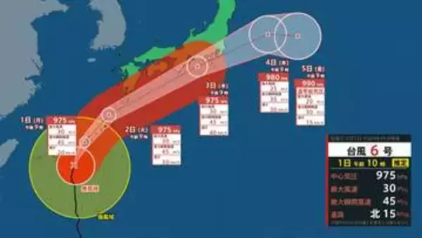 【台風情報】台風6号　強い勢力で沖縄地方　奄美地方にかなり接近へ　宮崎県には２日にかけて暴風域を伴って接近する見込み【風雨のシミュレーション】