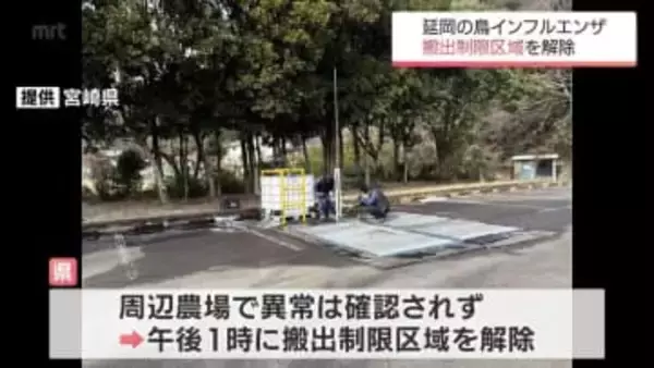 延岡市の養鶏場で発生した鳥インフルエンザ　搬出制限区域を解除