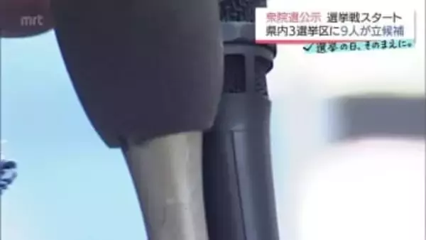 衆院選公示　宮崎県内3選挙区に9人が立候補　12日間に渡る選挙戦がスタート