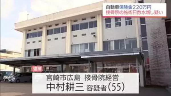 施術日数を水増し 自動車保険金約220万円をだまし取った疑い　宮崎市の接骨院経営の男(55)と無職の女(35)を逮捕