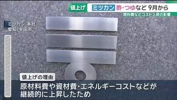 家庭用の商品67品目　9月から値上げ　エネルギーコストなどが継続的に上昇　ミツカン