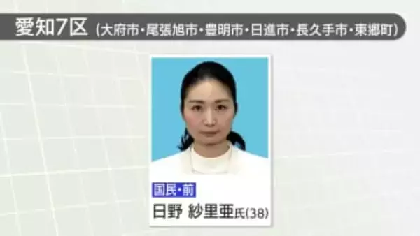 衆院愛知7区で国民民主党の日野紗里亜氏が再選　敗れた自民党の鈴木淳司氏は比例復活当選