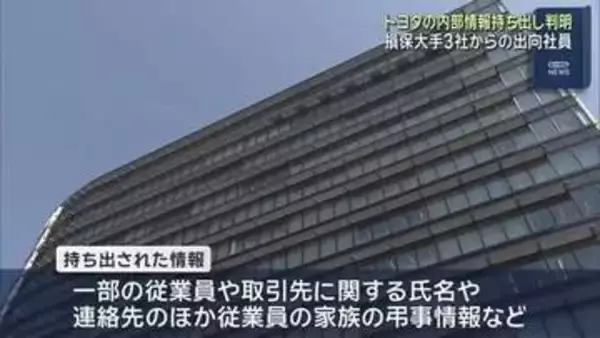 損保大手3社からの出向社員がトヨタ自動車の情報を無断持ち出し 社内の議事録や従業員家族の弔事情報も