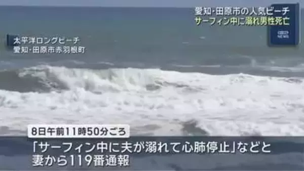サーフィン中に溺れ男性(46)が死亡　家族と遊びに来ていたビーチで　愛知・田原市