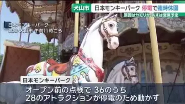 日本モンキーパーク　停電で臨時休園　配電設備内に入り込んだヤモリが原因か