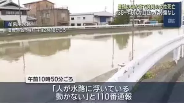 愛知県豊橋市の用水路で見つかった30〜40代とみられる女性が死亡　目立った外傷なし