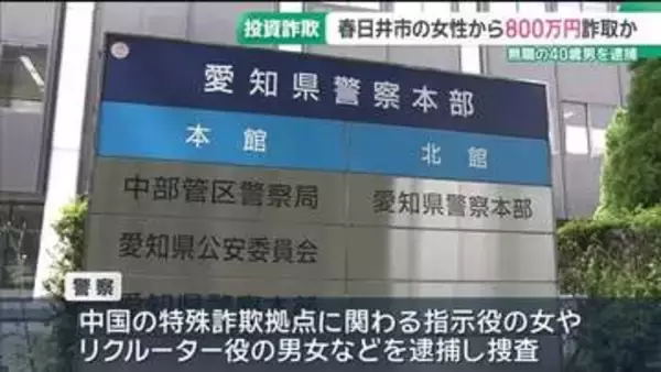 金融関係業者になりすまし800万円を騙し取った疑い　男を逮捕　うその投資話を持ちかけか