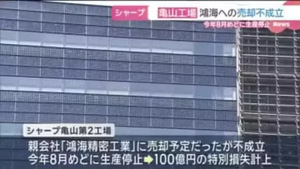 シャープ亀山工場　鴻海への売却不成立