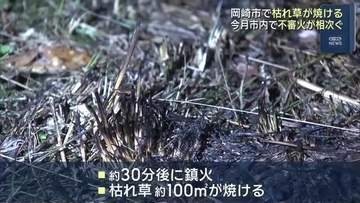 愛知・岡崎市で枯れ草が燃える不審火　現場にマッチ棒見つかる　4月に市内で相次ぐ不審火と関連調べる