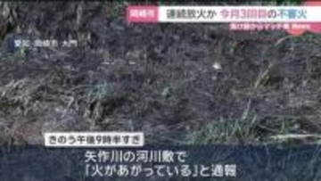 愛知・岡崎市で今月3件目の不審火 連続放火の可能性も