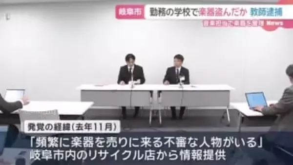 小学校のトランペット盗んだのは…　教師の男を窃盗の疑いで逮捕　岐阜市