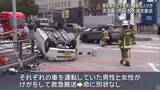 「車2台の衝突事故で1台が横転　それぞれの車の運転手がけが　名古屋市中区の西大須交差点」の画像1