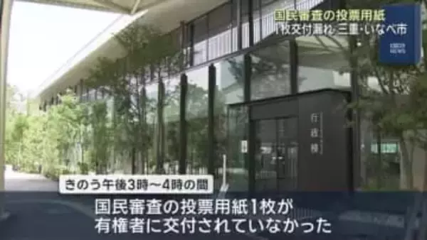 期日前投票所で国民審査の投票用紙１枚交付漏れ　三重・いなべ市