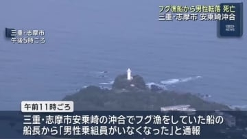 フグ漁船から60代男性が海に転落し死亡　三重・志摩市