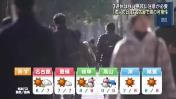 3連休の東海地方は厳しい寒さ　「成人の日」は名古屋でも雪の可能性も