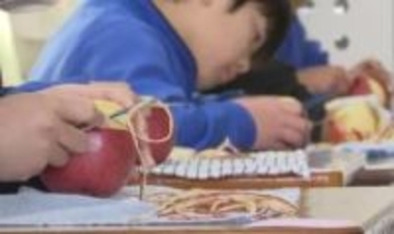 小学校で伝統行事「リンゴ皮むき大会」 今年は13ｍ85cmの大記録が誕生　愛知・豊橋市の富士見小