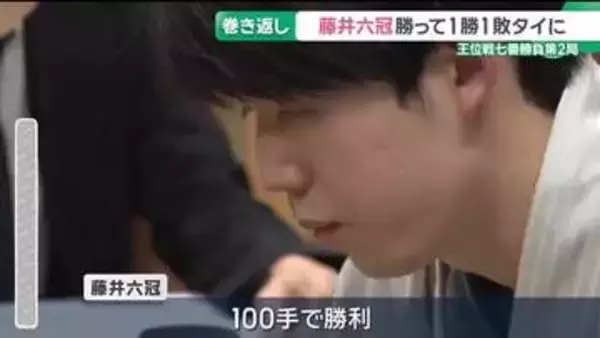 藤井聡太六冠が伊藤匠二冠に勝ち1勝1敗で並ぶ　王位戦七番勝負第2局　第3局は29日から北海道で