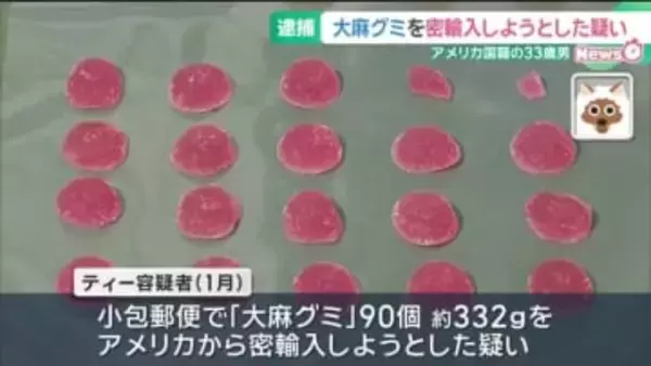 「大麻グミ」を密輸入しようとした疑い　アメリカ国籍の男を逮捕　税関職員が発見