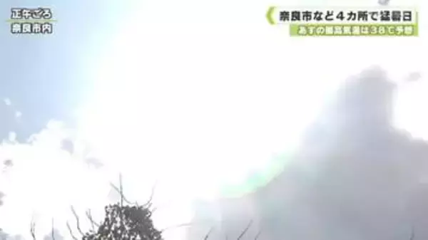 あすの最高気温は３８℃予想　奈良市など４カ所で猛暑日