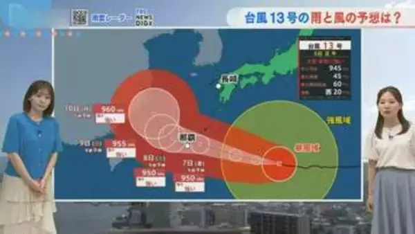 【長崎】台風13号の影響でフェーン現象  夜も気温下がらず