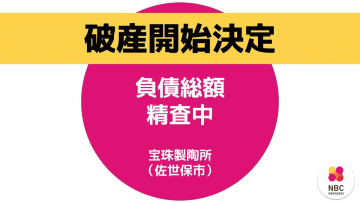 速報【破産開始決定】創業90年超の佐世保三川内焼の老舗「宝珠製陶所」割烹向け需要低迷と原材料高騰響く