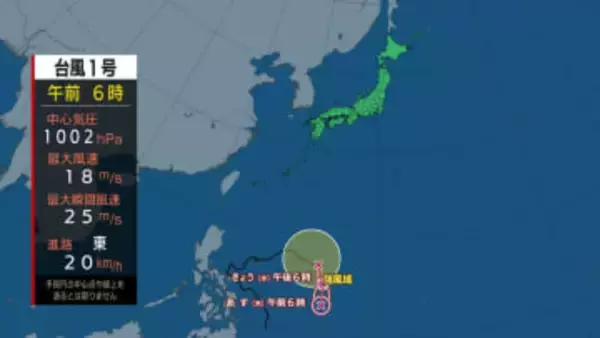 「台風1号」は北上できずUターン中　日本付近の最強寒波が‟壁‟に　台風1月発生は7年ぶり